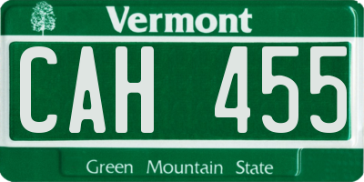 VT license plate CAH455