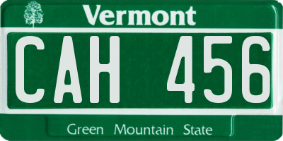 VT license plate CAH456