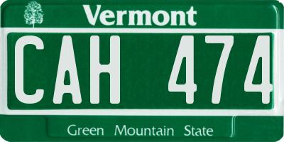 VT license plate CAH474