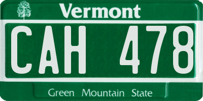 VT license plate CAH478