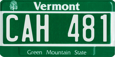 VT license plate CAH481