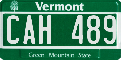 VT license plate CAH489