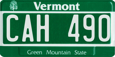 VT license plate CAH490