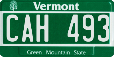 VT license plate CAH493
