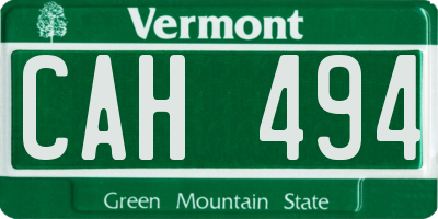 VT license plate CAH494