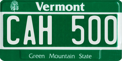 VT license plate CAH500