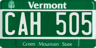 VT license plate CAH505