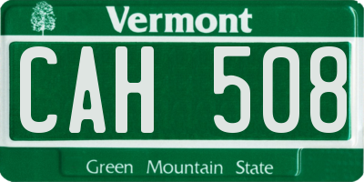 VT license plate CAH508