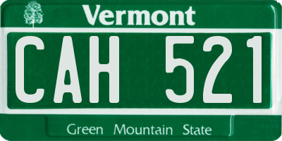 VT license plate CAH521