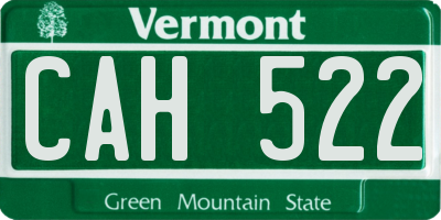 VT license plate CAH522