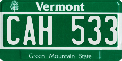 VT license plate CAH533