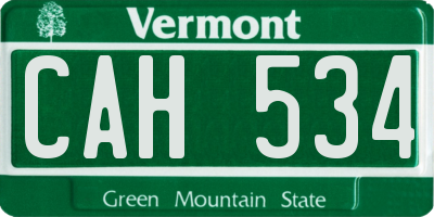 VT license plate CAH534