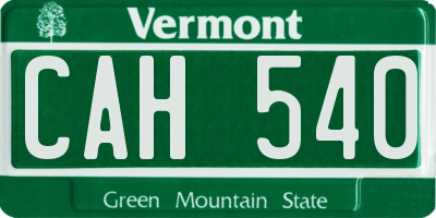 VT license plate CAH540