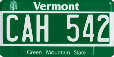 VT license plate CAH542