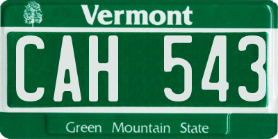 VT license plate CAH543