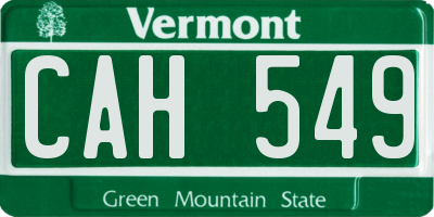 VT license plate CAH549