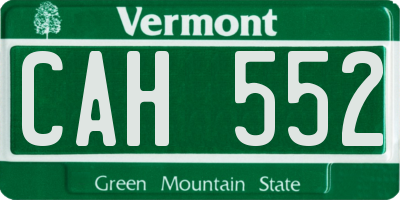 VT license plate CAH552