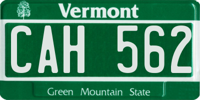 VT license plate CAH562