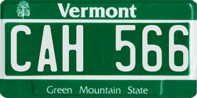 VT license plate CAH566