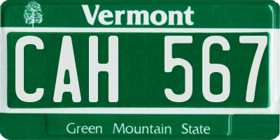 VT license plate CAH567