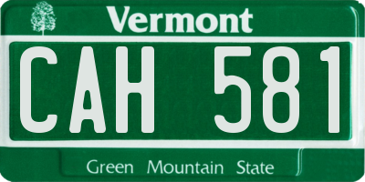 VT license plate CAH581