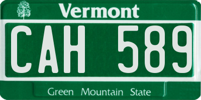 VT license plate CAH589