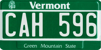 VT license plate CAH596