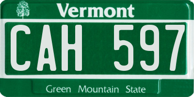 VT license plate CAH597