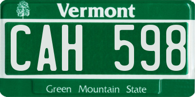 VT license plate CAH598