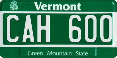 VT license plate CAH600