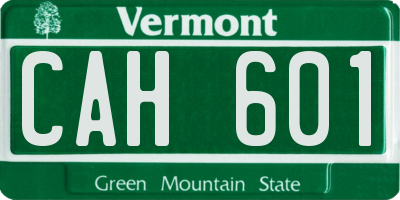 VT license plate CAH601
