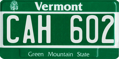 VT license plate CAH602