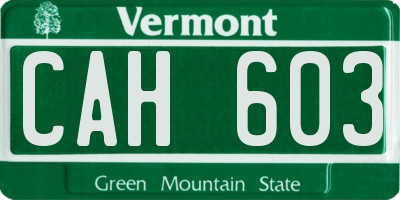 VT license plate CAH603