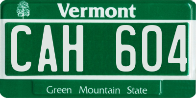 VT license plate CAH604
