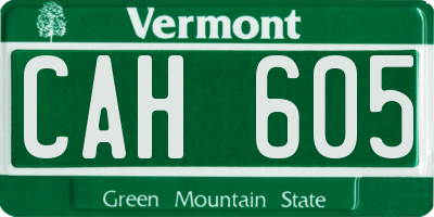 VT license plate CAH605