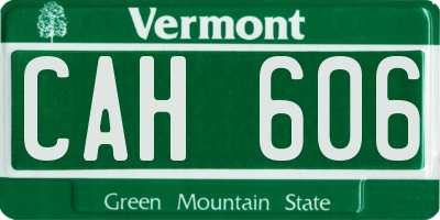 VT license plate CAH606