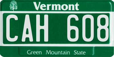 VT license plate CAH608