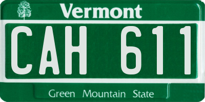 VT license plate CAH611
