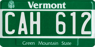 VT license plate CAH612