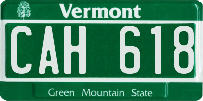 VT license plate CAH618