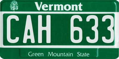 VT license plate CAH633