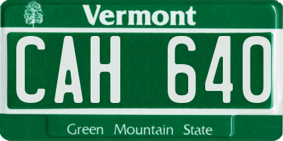 VT license plate CAH640