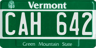 VT license plate CAH642