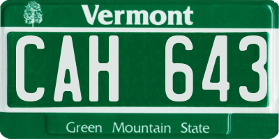 VT license plate CAH643