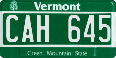 VT license plate CAH645