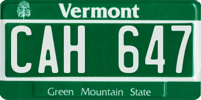 VT license plate CAH647