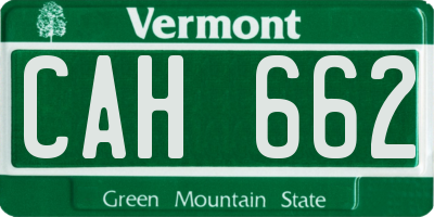 VT license plate CAH662