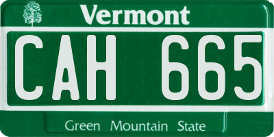 VT license plate CAH665