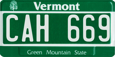 VT license plate CAH669