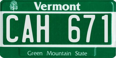 VT license plate CAH671